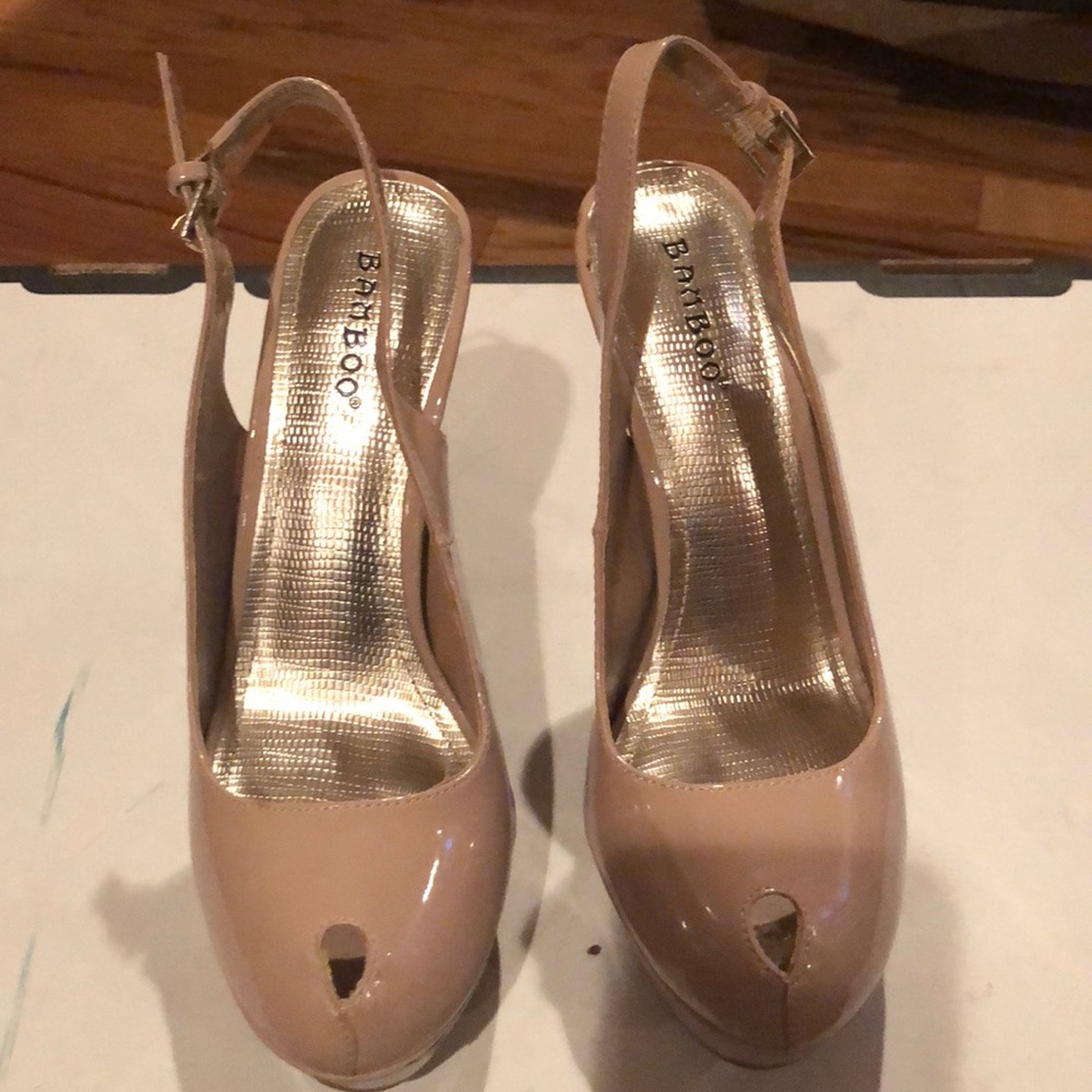 Tan platform heels
